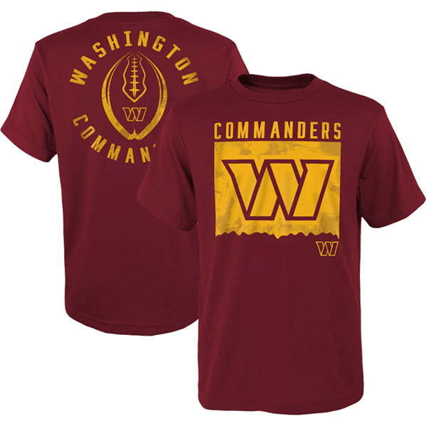 Men's Washington Commanders Burgundy Preschool Liquid Camo Logo T-Shirt